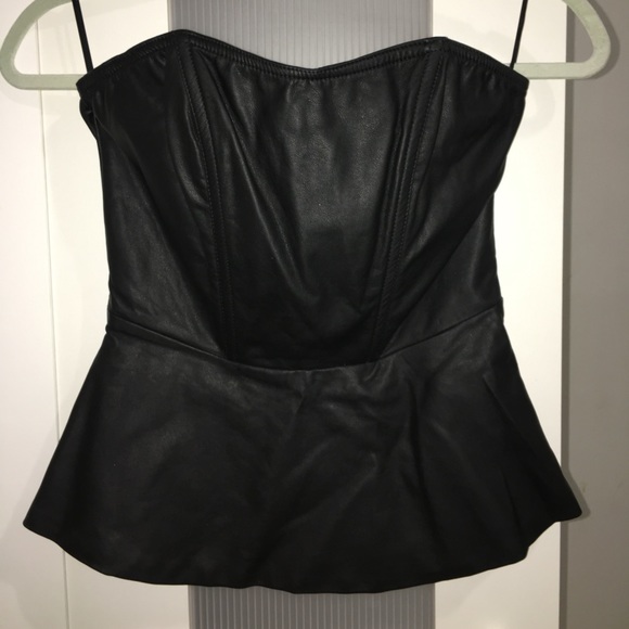 Express peplum faux letter strapless shirt - Picture 1 of 3
